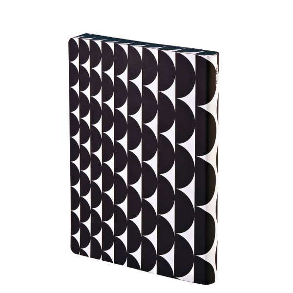 Nuuna, Notebook, Flex cover from recyceltem leather doted pages , black& white, HALF FULL, back side